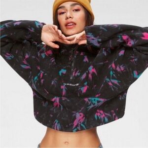 Adidas Women's Black Hoodie with Pink and Blue Accents